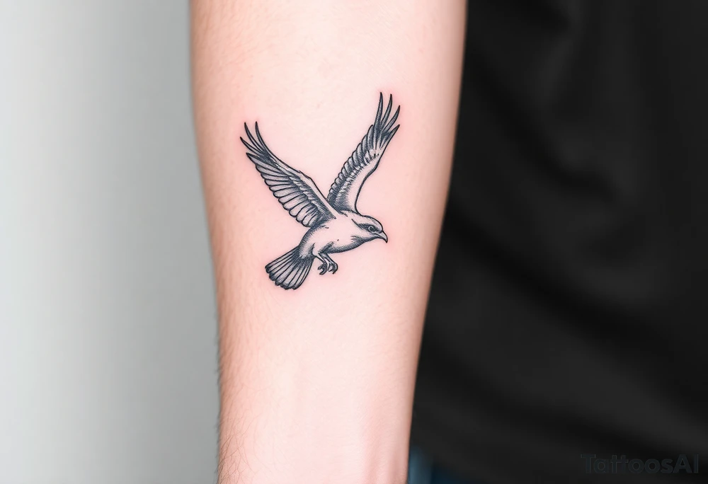Bird catching prey tattoo idea