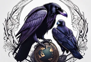 raven dad and osprey mother raising a family tattoo idea