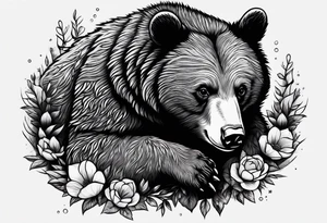 black bear hugs  hedgehog tattoo idea