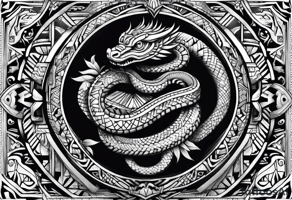 aztec snake sleeve tattoo idea
