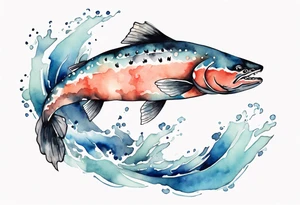 watercolor of a solitary salmon tattoo idea