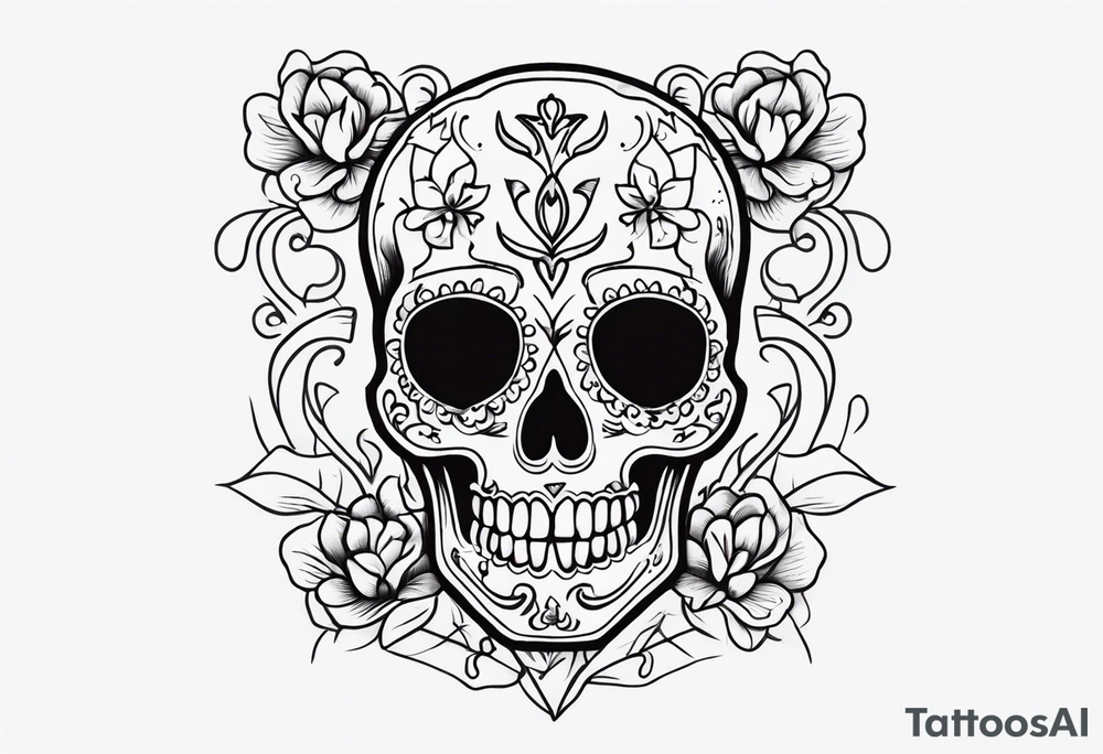 Skeleton with heart-shaped eyes tattoo idea