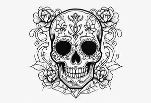 Skeleton with heart-shaped eyes tattoo idea