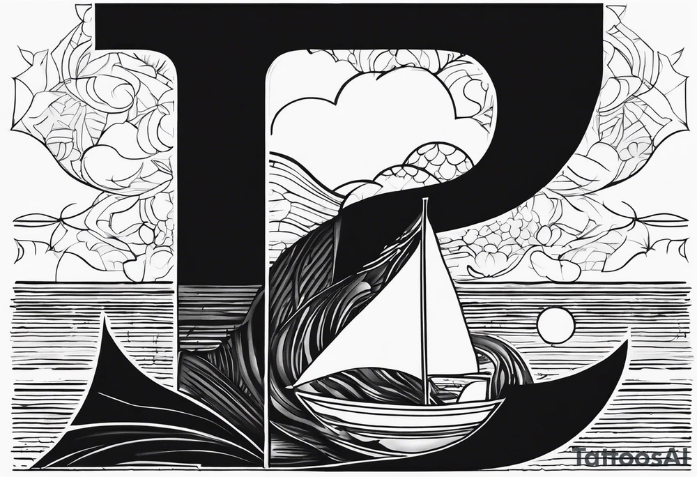 Dawn horizon with the letter D tattoo idea