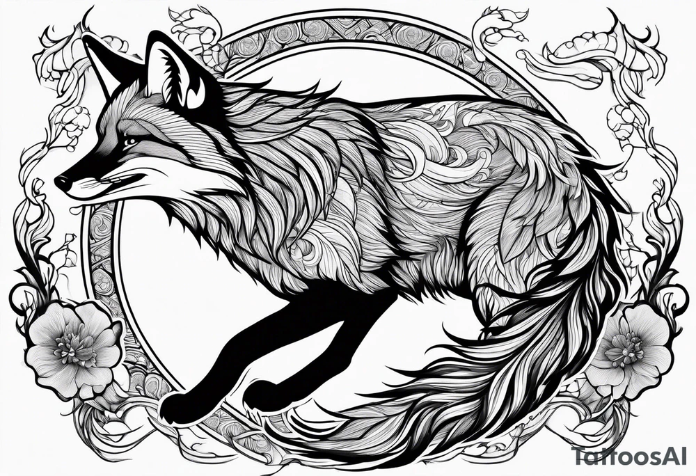 Fox leaping tattoo idea
