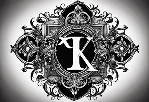 I need a tattoo design that prominently features the letter I & letter X while incorporating dark gothic 
elements. tattoo idea