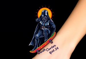 Darth Vader skateboarding > bullets > in loving memory > colors
skateboard words "Darth Carter"
add date 12/29/88-01/06/24 tattoo idea