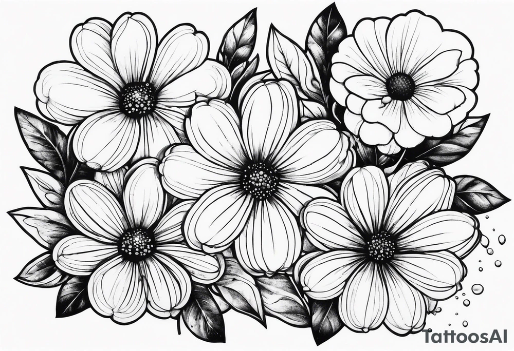 Flowers with rain droplets on them tattoo idea