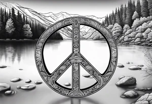 Peace sign with river 
Peace like a river. It is well tattoo idea