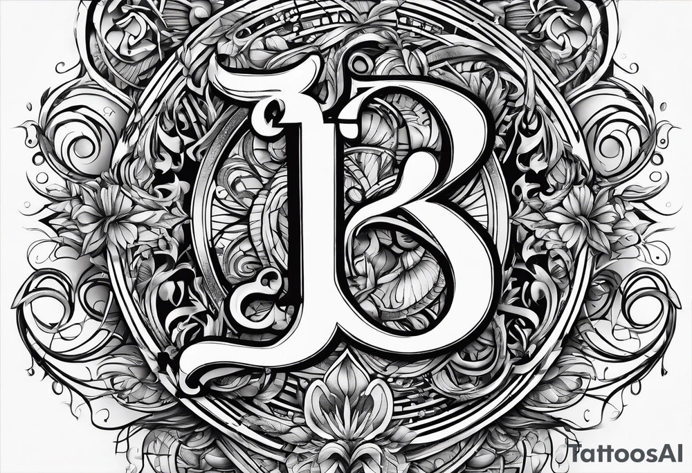 Line art Musical notes depicting the letters R and L tattoo idea