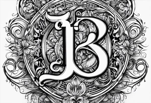 Line art Musical notes depicting the letters R and L tattoo idea