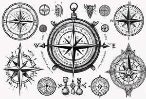 compass with viking runes tattoo idea