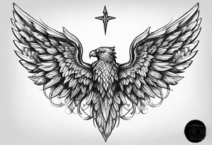 Black archangel wing tattoo idea