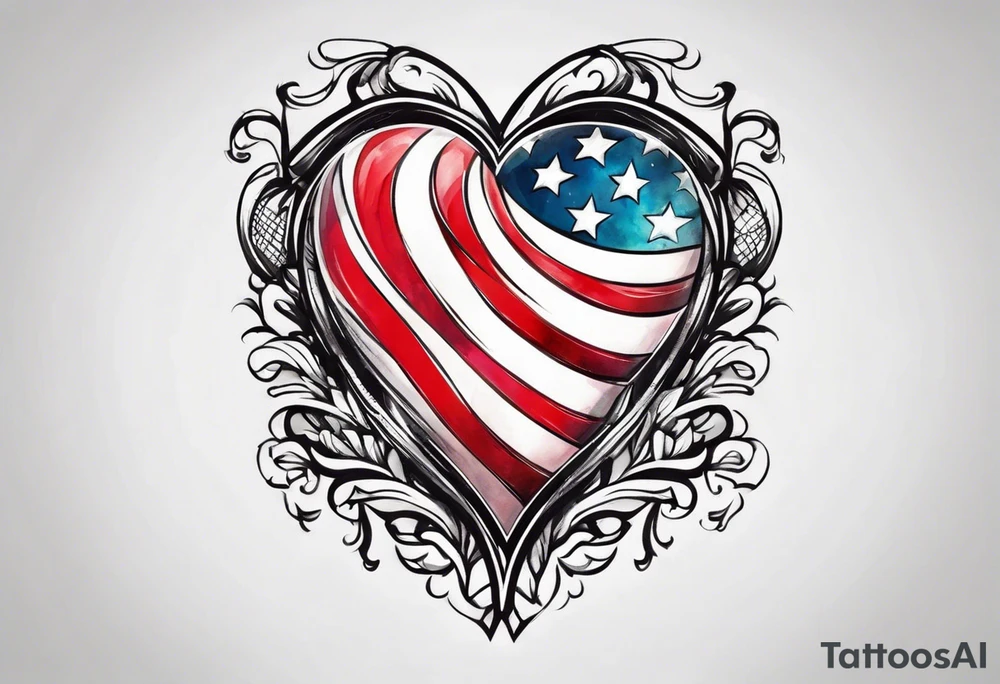 Flag inside of a heart tattoo idea
