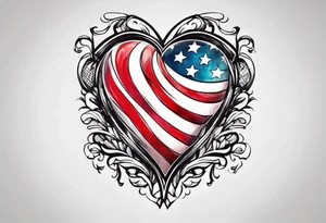 Flag inside of a heart tattoo idea