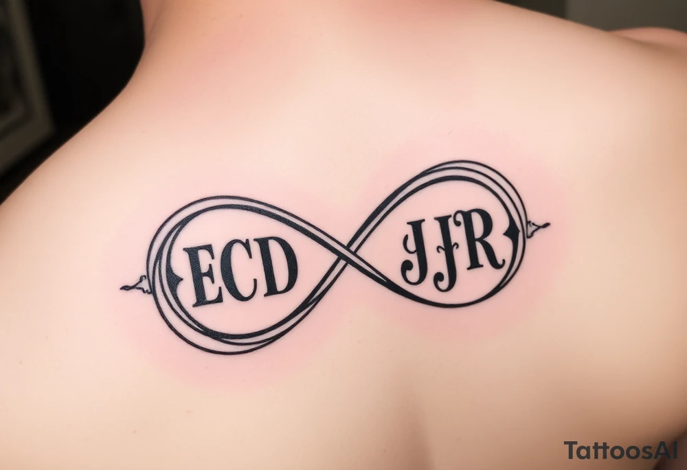 Unique infinity sign with INITIALS  ECD   AND CJR INCORPORATED INTO IT tattoo idea