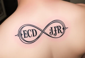 Unique infinity sign with INITIALS  ECD   AND CJR INCORPORATED INTO IT tattoo idea