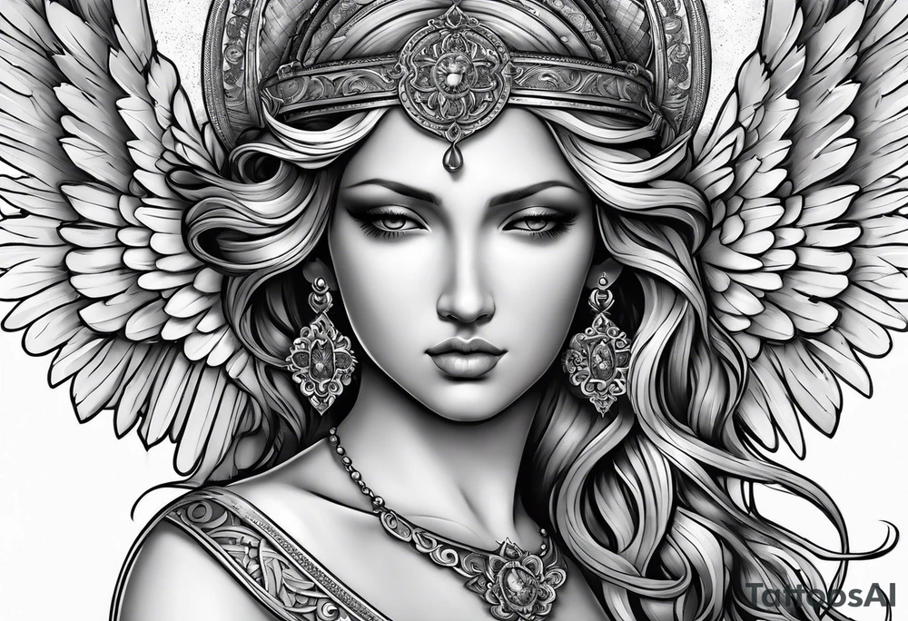 Angel with prayer hands tattoo idea