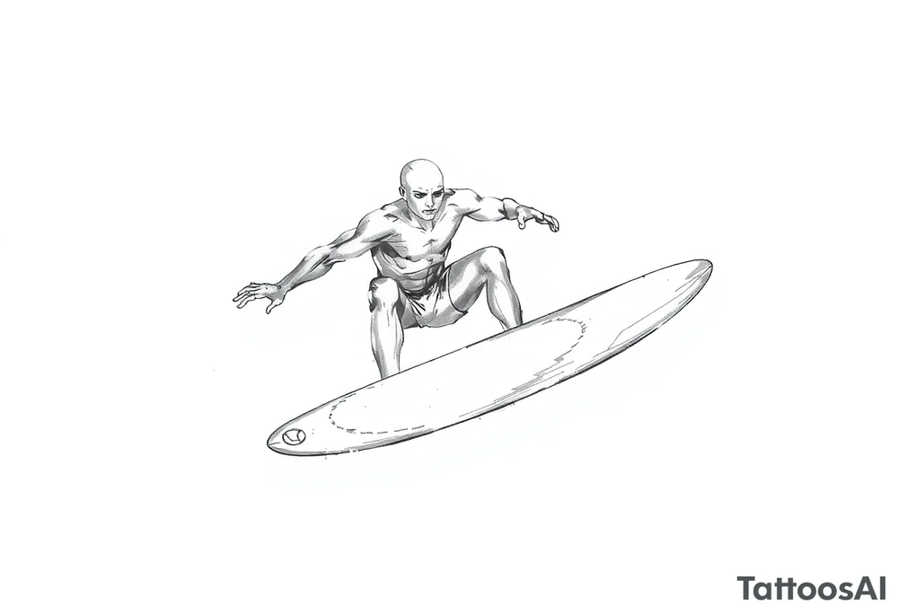 calm silver surfer tattoo idea