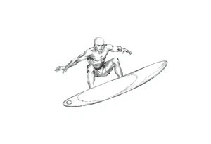 calm silver surfer tattoo idea