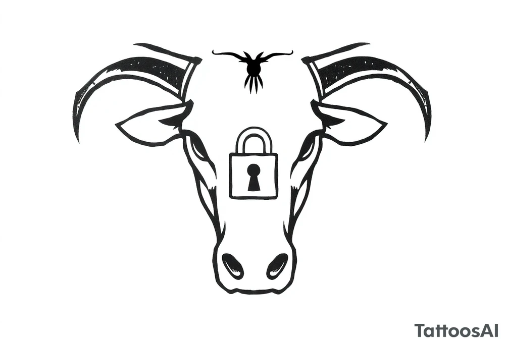 Bull symbol with lock symbol tattoo idea