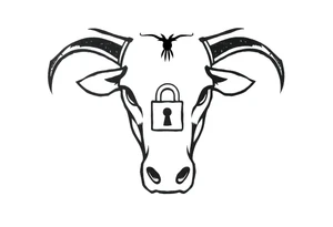 Bull symbol with lock symbol tattoo idea