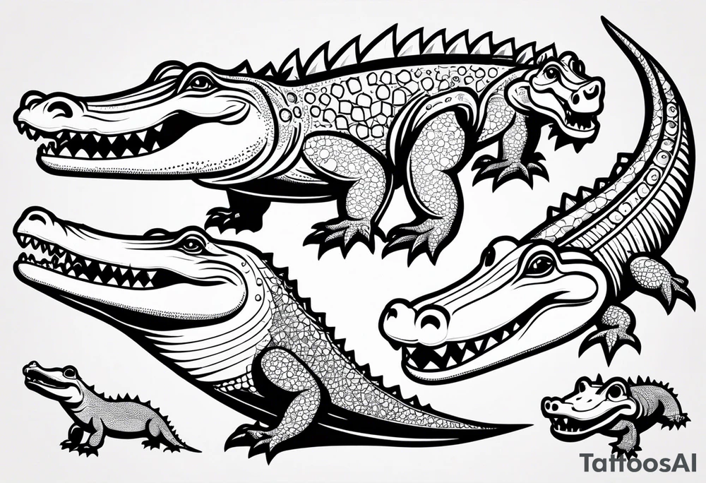Variety of crocs facevtraditional style flash sheet tattoo idea