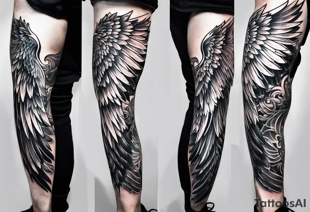 wings tattoo in leg for men tattoo idea