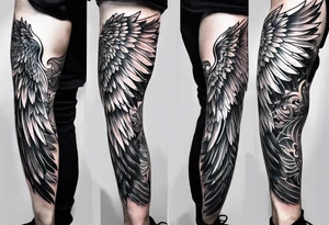 wings tattoo in leg for men tattoo idea