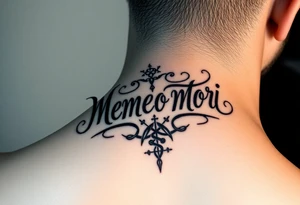 I want a writing tattoo with memento mori to make it on the upper part of the palm, tattoo idea