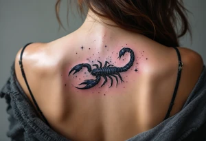 The Scorpius uder its star constellation slashes across the night sky like a violet scorpion tail ready to strike tattoo idea