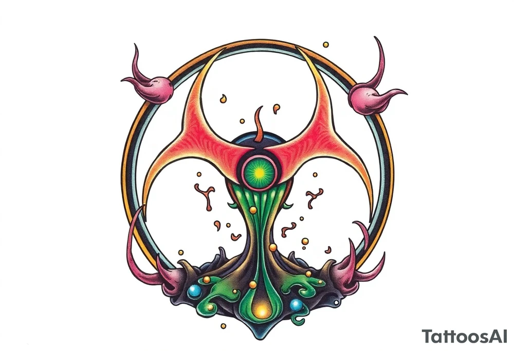 Contagion sign with toxic spill tattoo idea