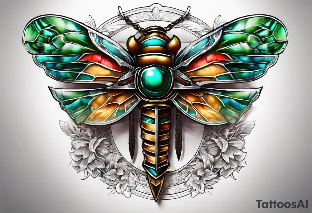 Sword going in to cicada tattoo idea