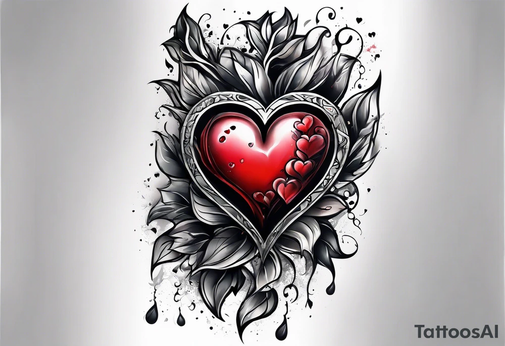 Arm sleeve depicting broken heart, pain suffering and loneliness  darkness tattoo idea