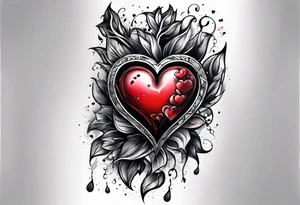 Arm sleeve depicting broken heart, pain suffering and loneliness  darkness tattoo idea