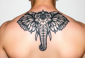 elephant head mandala upturned trunk henna tattoo idea