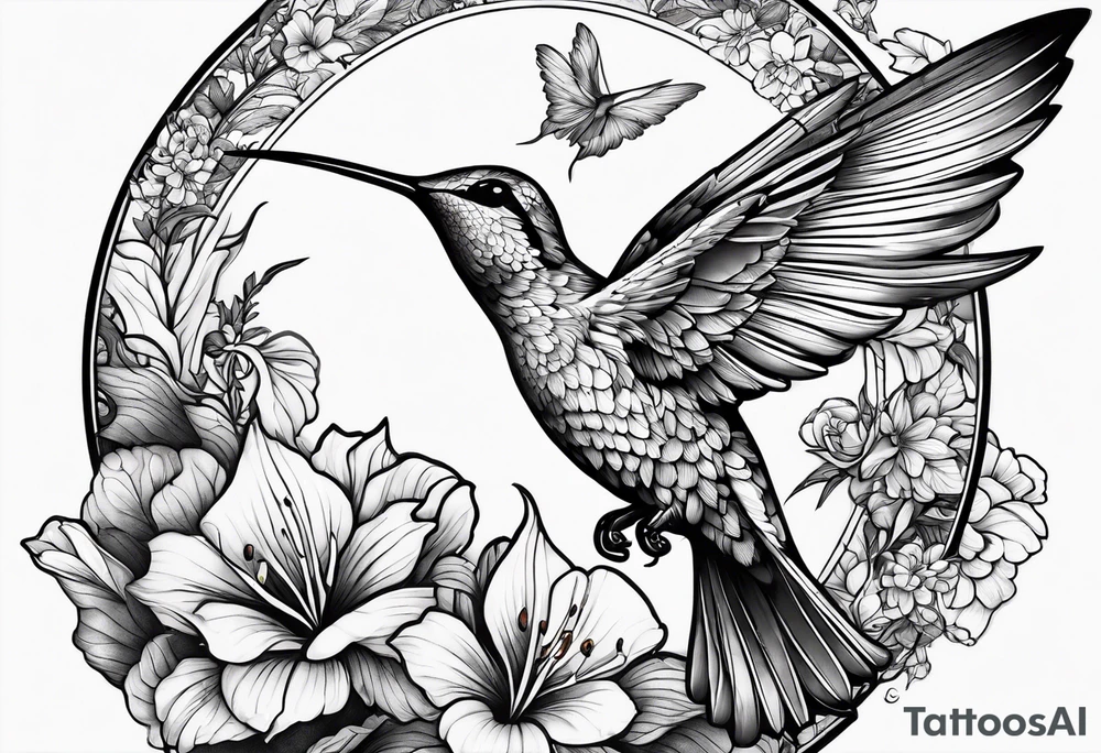 death in a shape of a humming bird tattoo idea