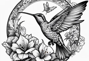 death in a shape of a humming bird tattoo idea