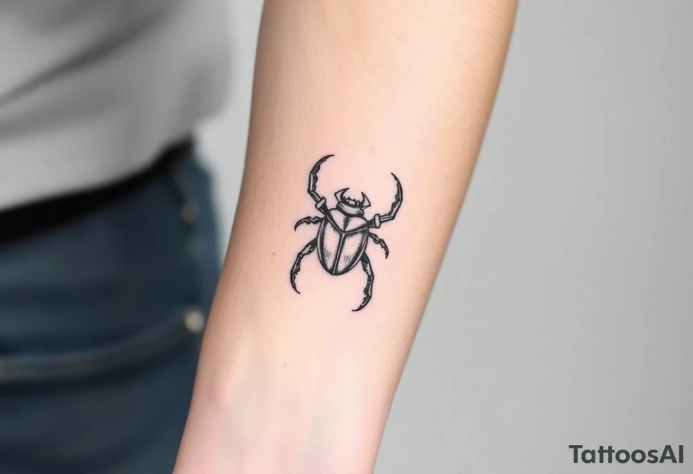 Hercules beetle in a tribal lineart style tattoo idea