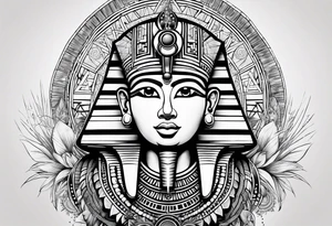 sacred geometry, tropical, egyptian symbols, chakras, black and white with hints of blue. full sleeve tattoo tattoo idea