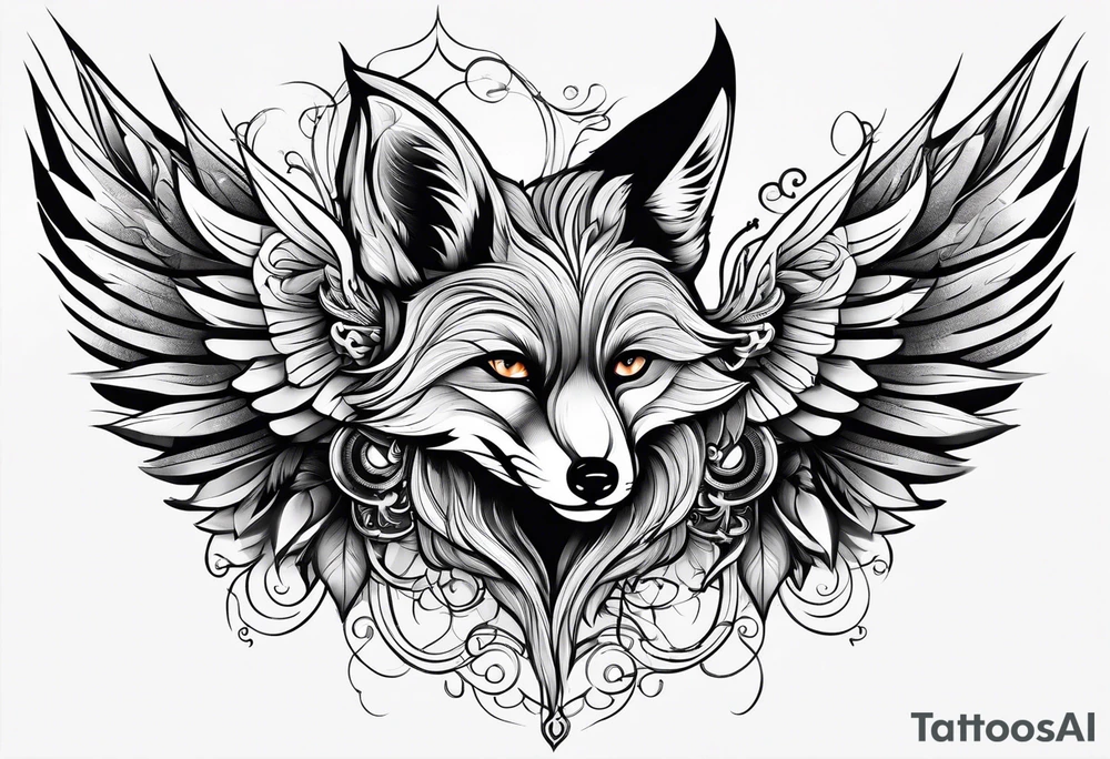 Fox with wings tattoo idea