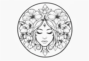 Gemini zodiac with flowers tattoo idea