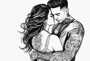 outline of people hugging tattoo idea