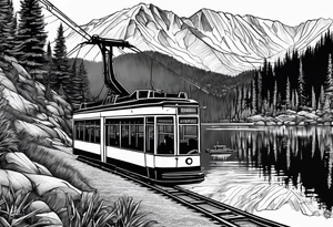 squaw valley tram face showing tram and lake in the background tattoo idea