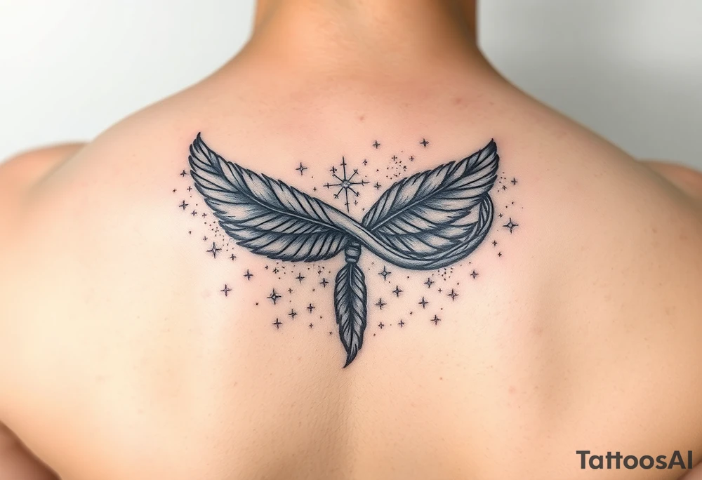 infinity symbol woven with floating feathers and stardust tattoo idea infinity symbol woven with floating feathers and stardust tattoo idea
