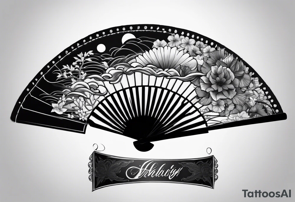 Black Japanese fan tattoo idea