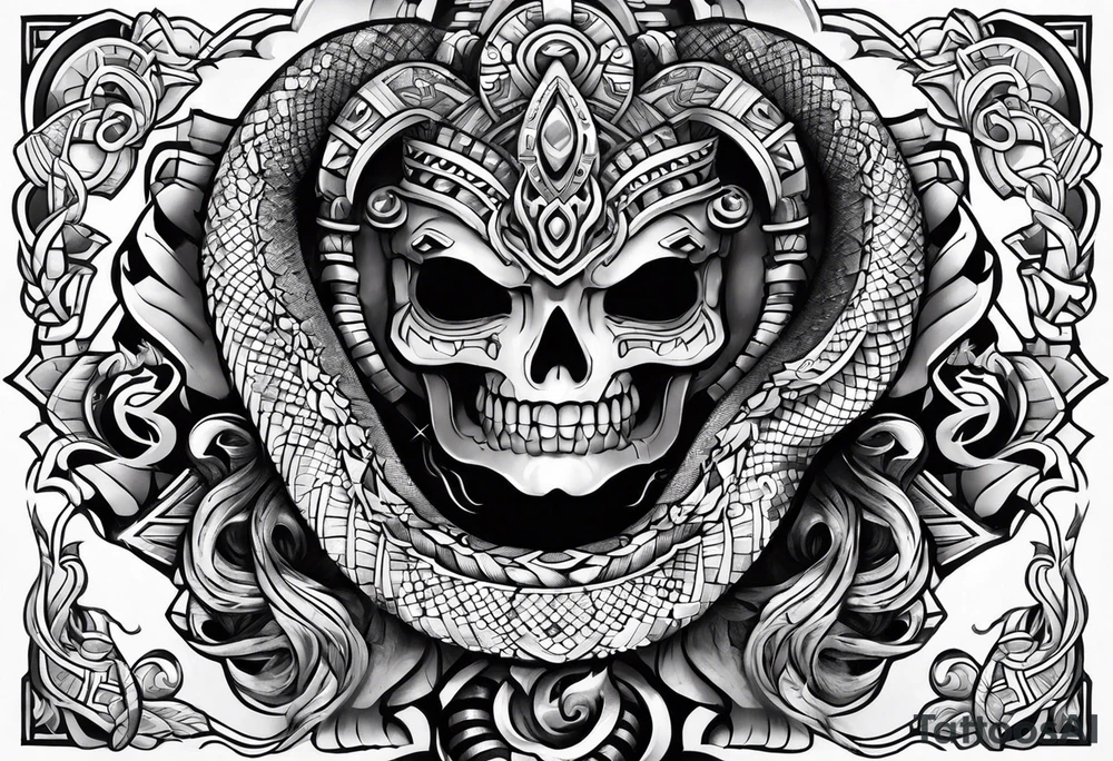 aztec snake sleeve tattoo idea