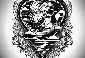 the man save my life with heart baloon with heartbeat pulse tattoo idea