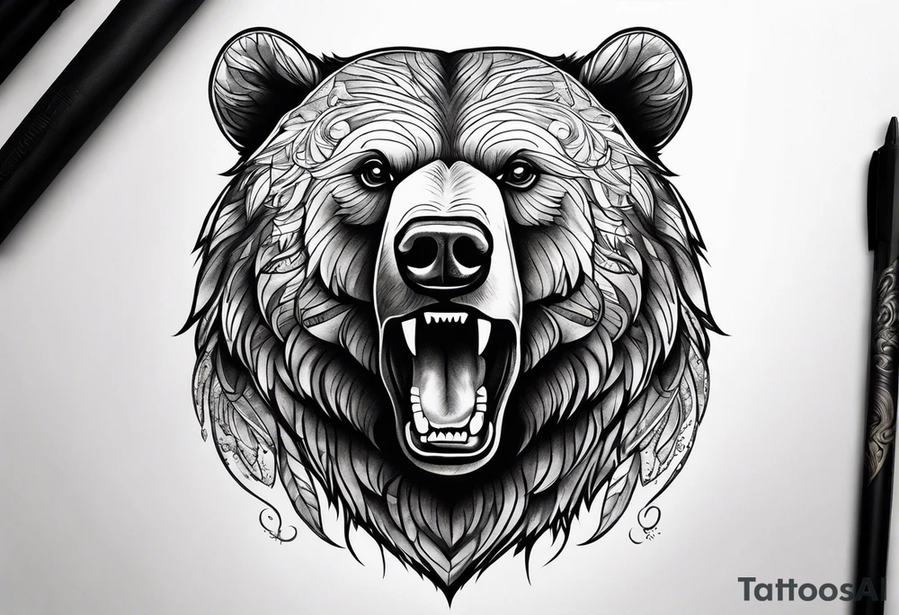 Powerful bear tattoo idea