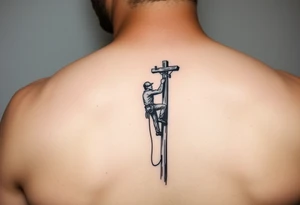power lineman climbing a wooden 12kv pole tattoo idea